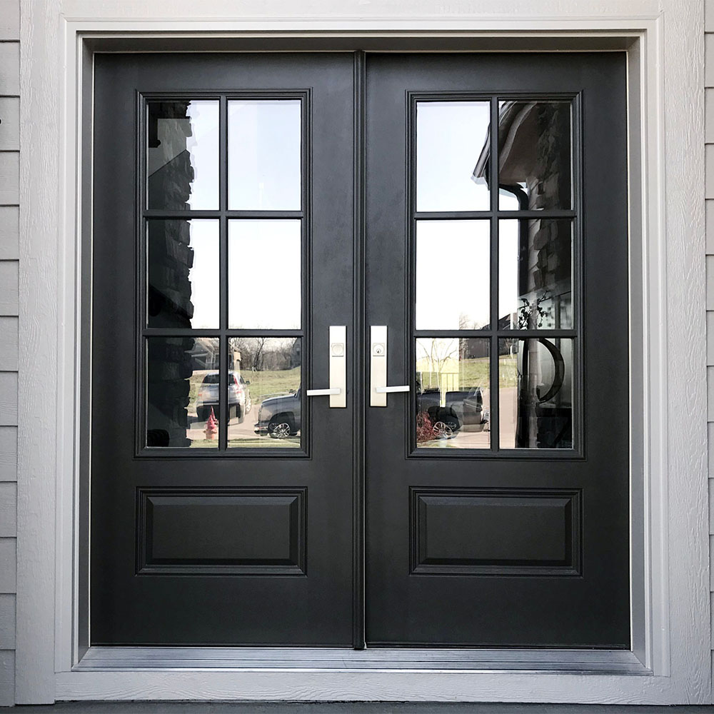 double black stained doors